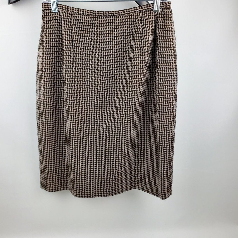 Pendleton Womens Zip Back Wool Skirt With Lining  Size 10 Tan Black Design